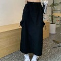 高腰工装直筒半身裙